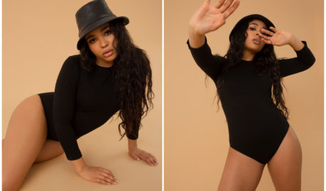 Ubrania plus size - czarne dopasowane body z długim rękawem