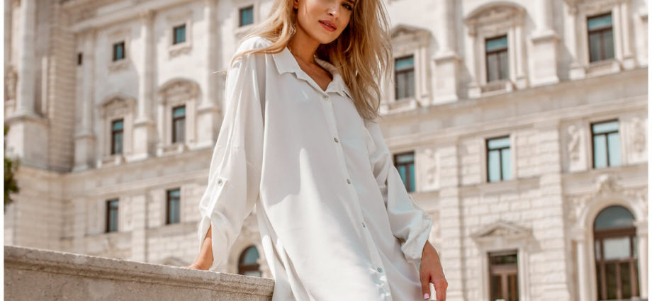 Ubrania oversize - biała koszulowa sukienka