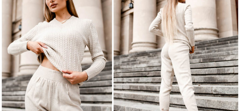 Dwuczęściowe sweterkowe komplety w miejskich stylizacjach