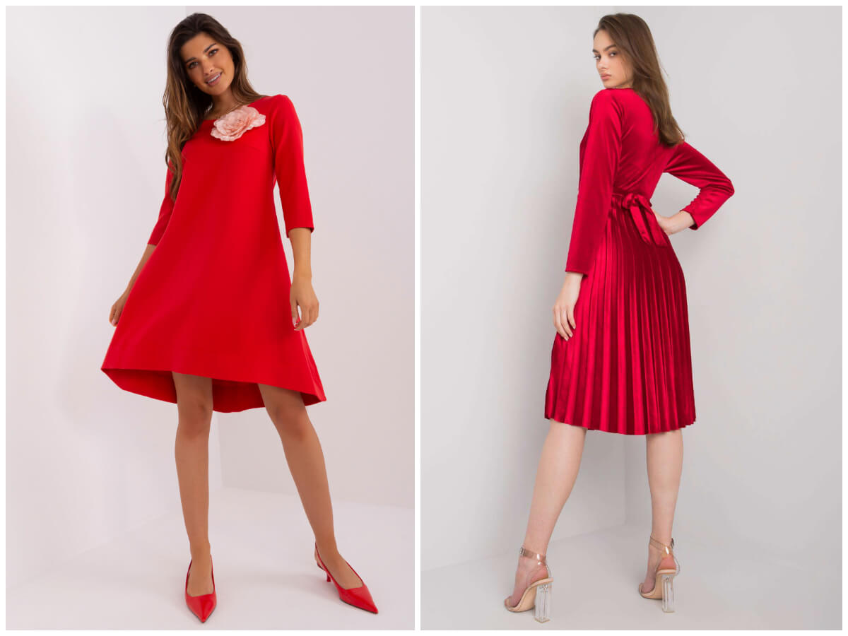 Elegancka czerwona sukienka na święta i wigilię.